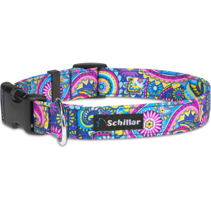 Obroża na klamrę niebieski paisley