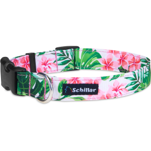 Obroża na klamrę kwiaty i liście