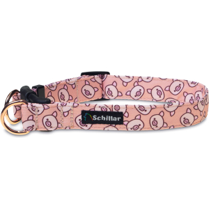 Obroża double lock Świnki różowe