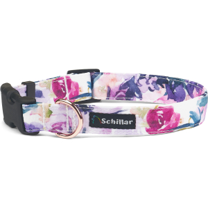 Obroża na klamrę fioletowe kwiaty